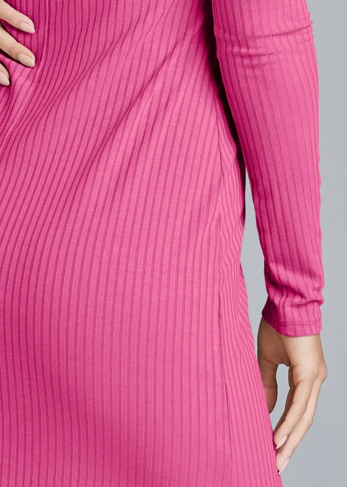 RIBBED HENLEY DRESS Fuchsia Women VENUS Casual Dresses