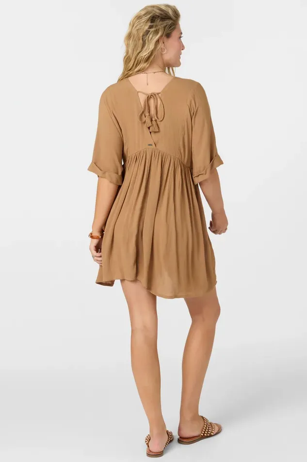 ROSEMARY SOLID SHORT SLEEVE DRESS Tobacc Brw Women O039NEILL Collections