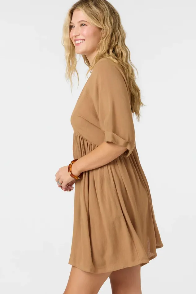 ROSEMARY SOLID SHORT SLEEVE DRESS Tobacc Brw Women O039NEILL Collections