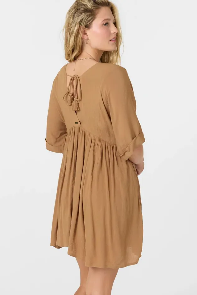 ROSEMARY SOLID SHORT SLEEVE DRESS Tobacc Brw Women O039NEILL Collections