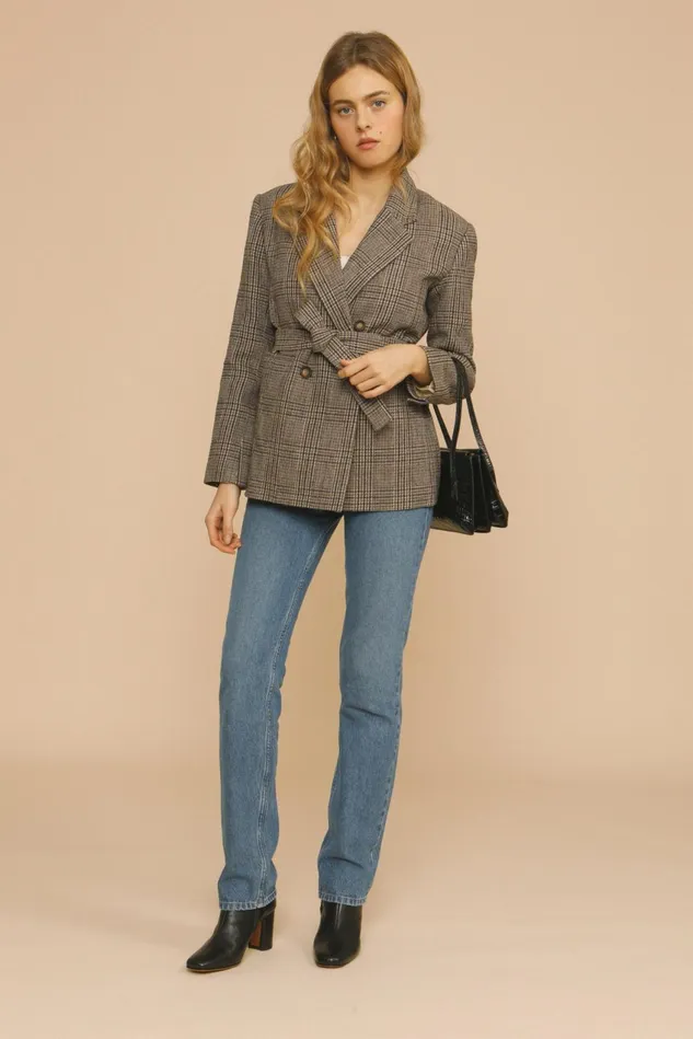 Rouje ALBERT Jacket Carreaux Beige Women Coats and Jackets