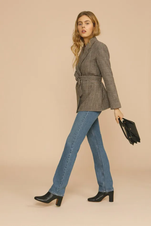Rouje ALBERT Jacket Carreaux Beige Women Coats and Jackets