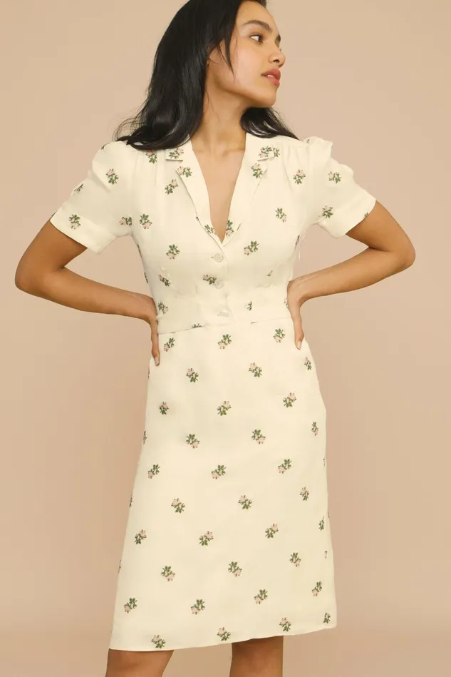 Rouje ANAIS Dress Fiorita Ecru Women Dresses