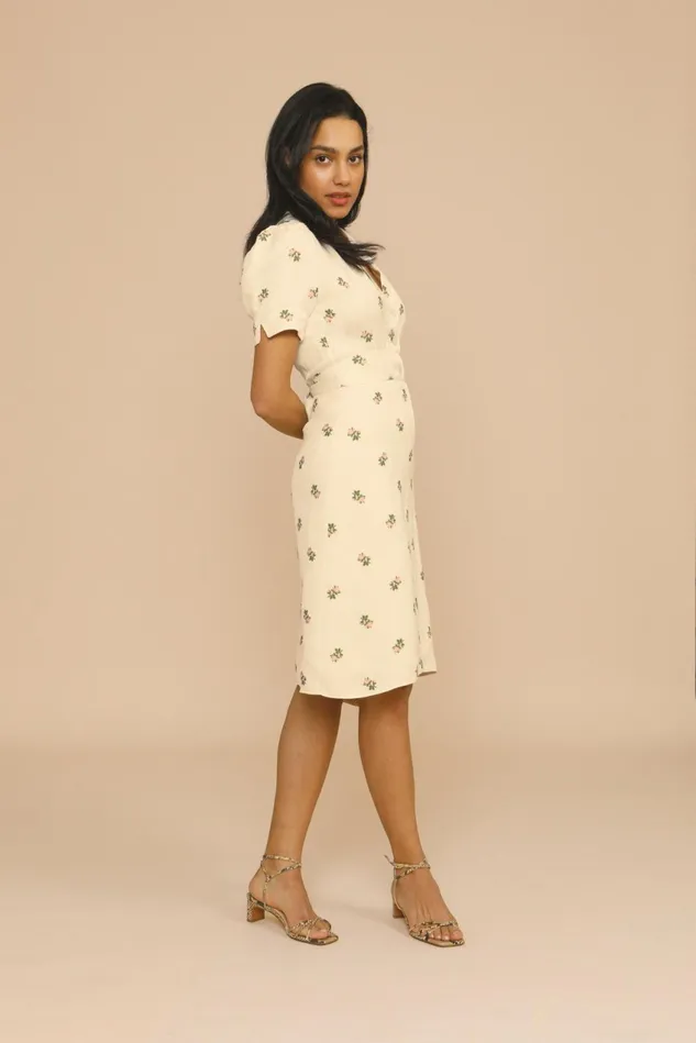 Rouje ANAIS Dress Fiorita Ecru Women Dresses
