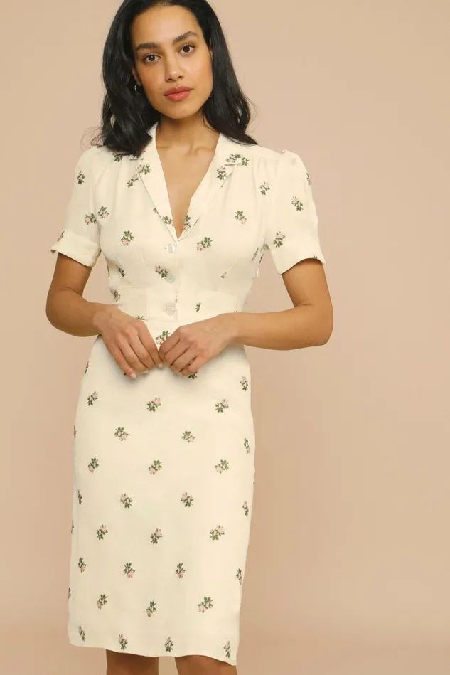 Rouje ANAIS Dress Fiorita Ecru Women Dresses