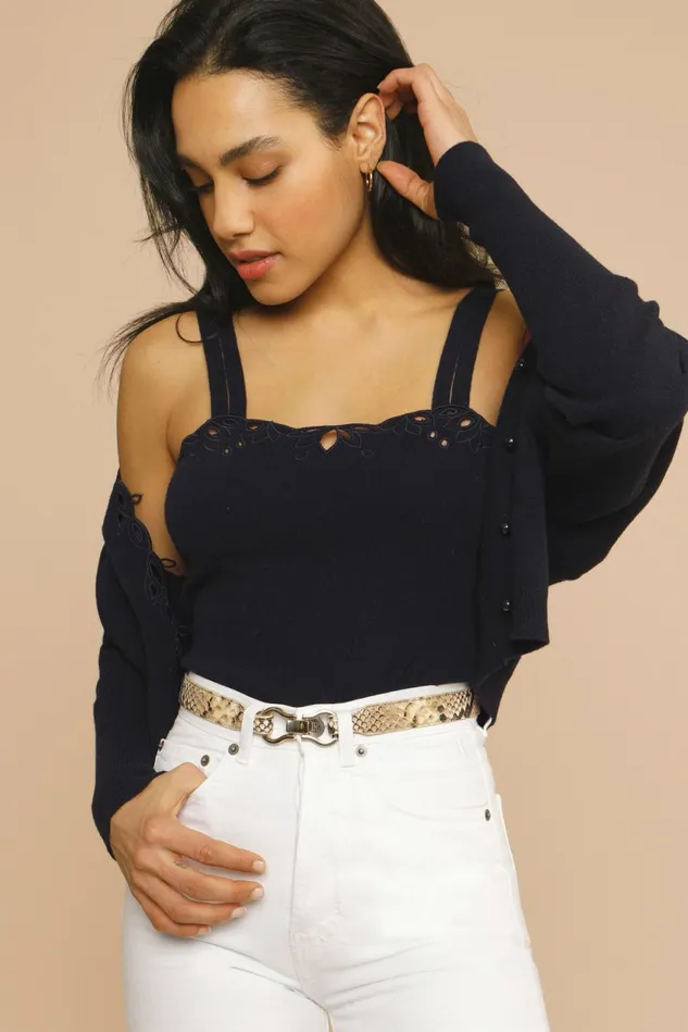 Rouje MILO Knit Navy Women Tshirts and Tank Tops