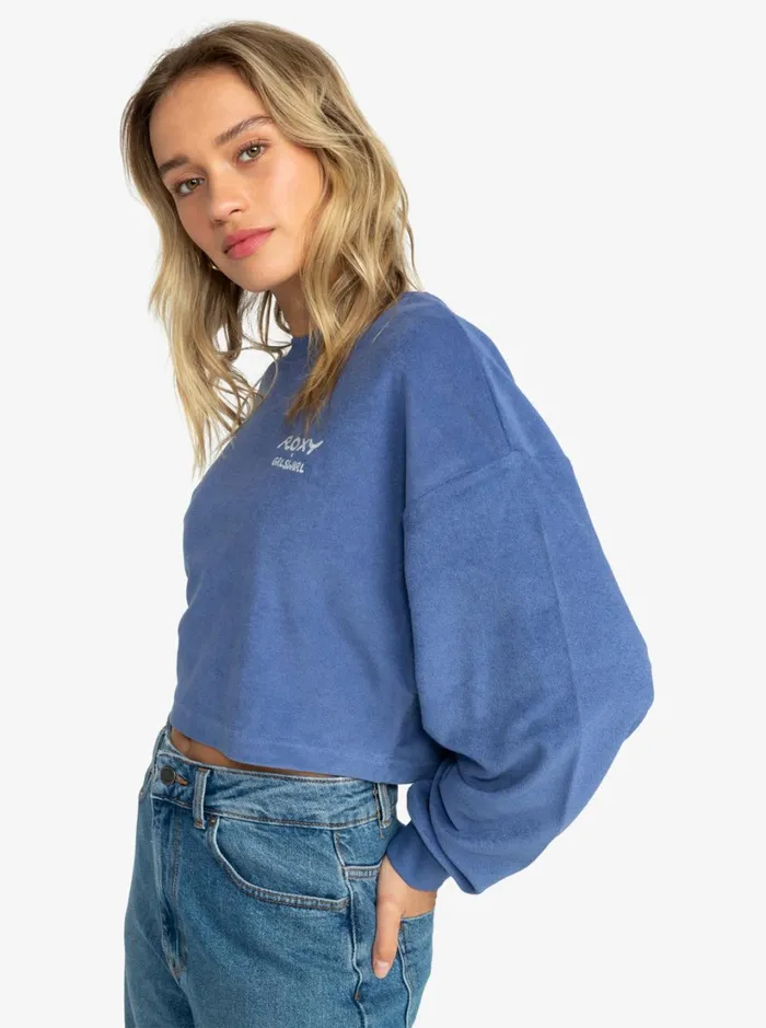 Roxy Fleece and Hoodies Roxy X Grl Swirl Cropped Sweatshirt Marlin 8211 Women