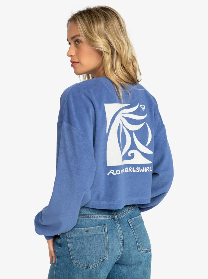 Roxy Fleece and Hoodies Roxy X Grl Swirl Cropped Sweatshirt Marlin 8211 Women