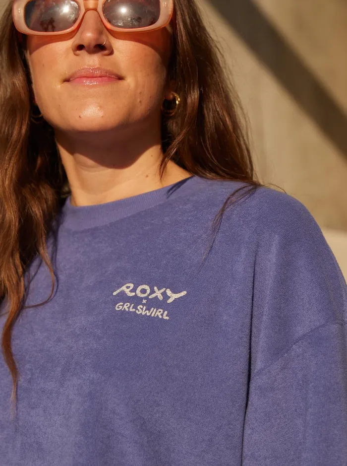 Roxy Fleece and Hoodies Roxy X Grl Swirl Cropped Sweatshirt Marlin 8211 Women