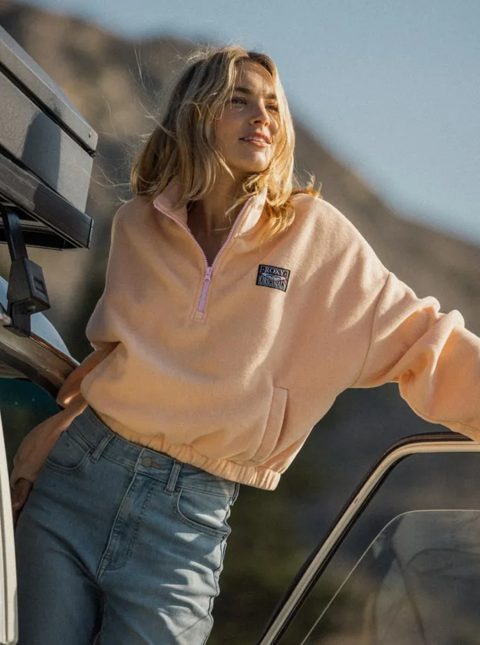 Roxy Jackets Dawn To Dusk Solid HalfZip Fleece Peach Parfait 8211 Women