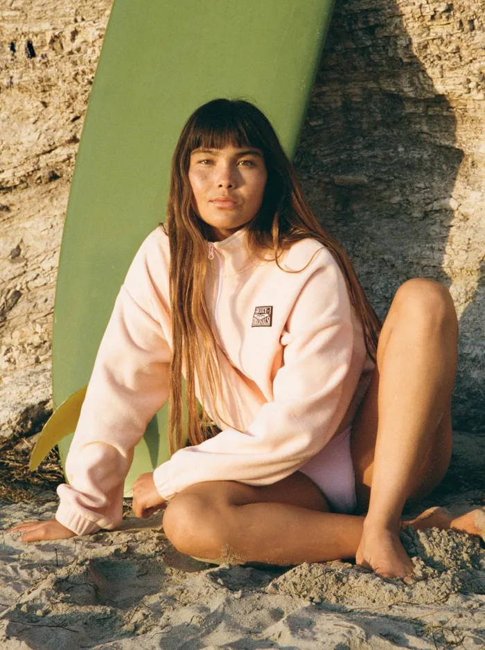 Roxy Jackets Dawn To Dusk Solid HalfZip Fleece Peach Parfait 8211 Women