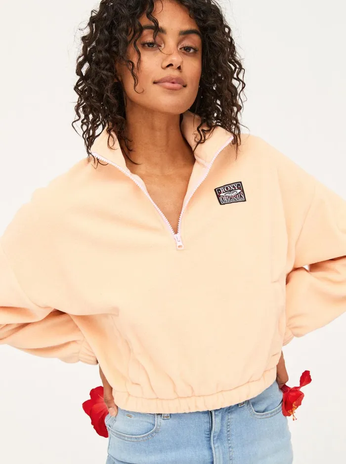 Roxy Jackets Dawn To Dusk Solid HalfZip Fleece Peach Parfait 8211 Women