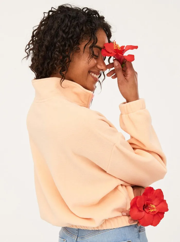 Roxy Jackets Dawn To Dusk Solid HalfZip Fleece Peach Parfait 8211 Women