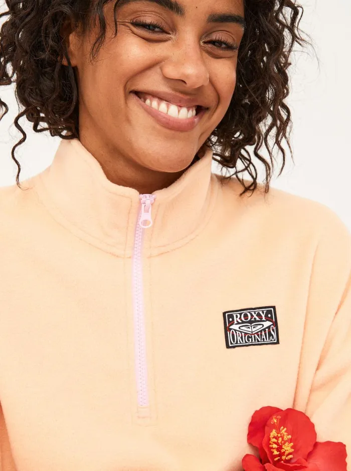 Roxy Jackets Dawn To Dusk Solid HalfZip Fleece Peach Parfait 8211 Women