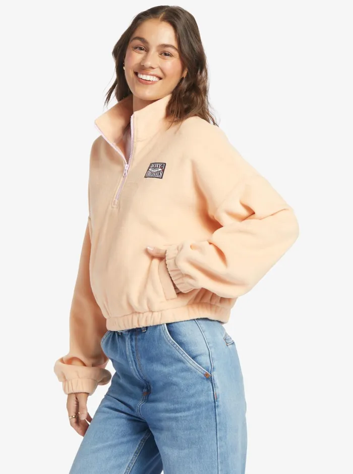 Roxy Jackets Dawn To Dusk Solid HalfZip Fleece Peach Parfait 8211 Women