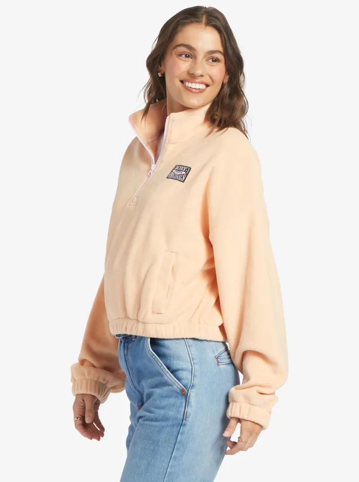 Roxy Jackets Dawn To Dusk Solid HalfZip Fleece Peach Parfait 8211 Women