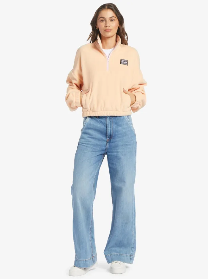Roxy Jackets Dawn To Dusk Solid HalfZip Fleece Peach Parfait 8211 Women