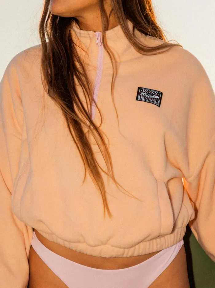 Roxy Jackets Dawn To Dusk Solid HalfZip Fleece Peach Parfait 8211 Women