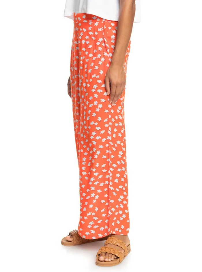 Roxy Pants and Jeans Midnight New Avenue Wide Leg Trousers Tiger Lily Flower Rain 8211 Women