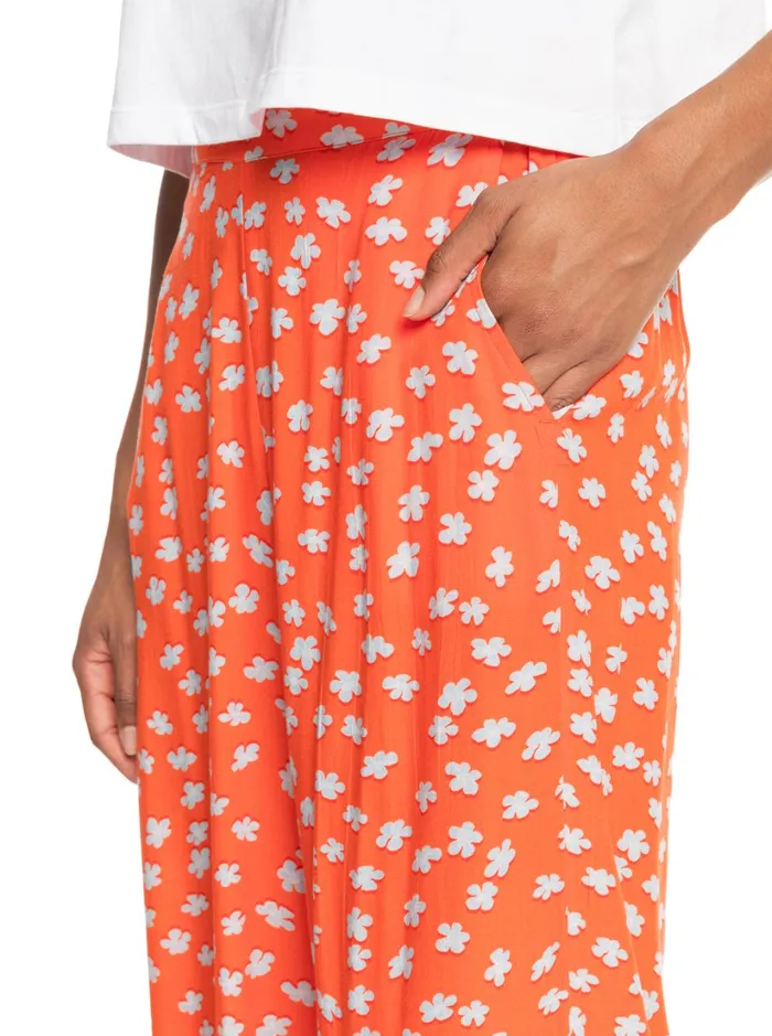 Roxy Pants and Jeans Midnight New Avenue Wide Leg Trousers Tiger Lily Flower Rain 8211 Women