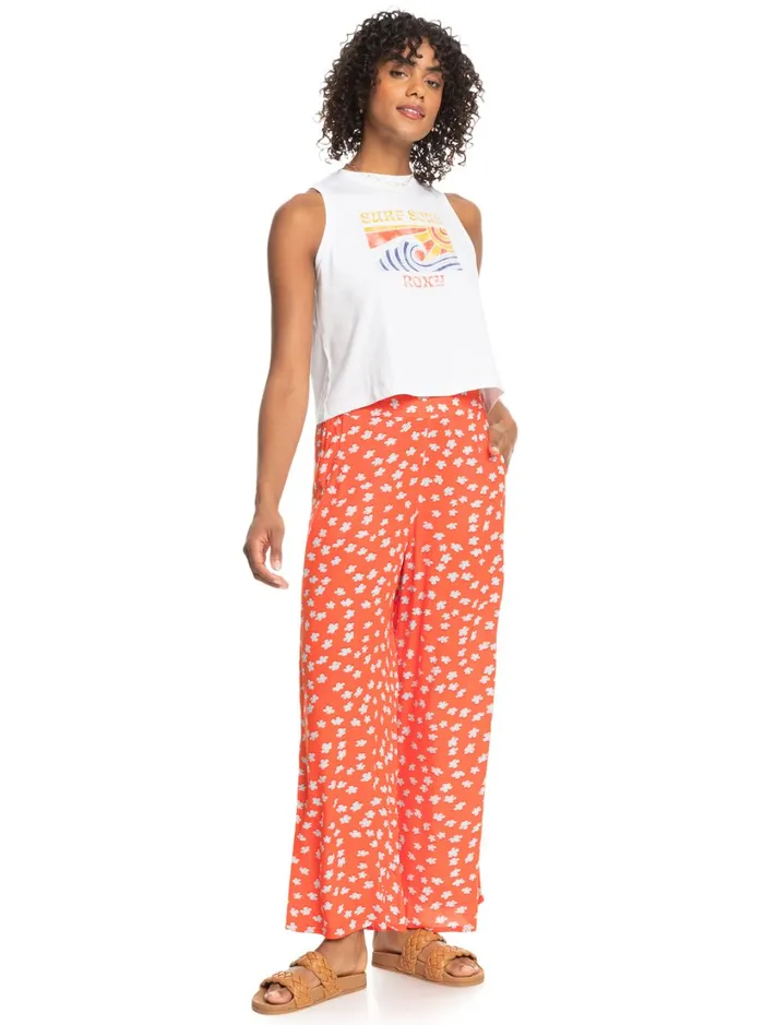 Roxy Pants and Jeans Midnight New Avenue Wide Leg Trousers Tiger Lily Flower Rain 8211 Women