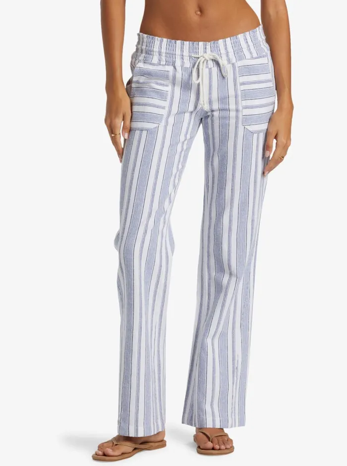 Roxy Pants and Jeans Oceanside Flared Pants Mood Indigo Beachside Stripe 8211 Women