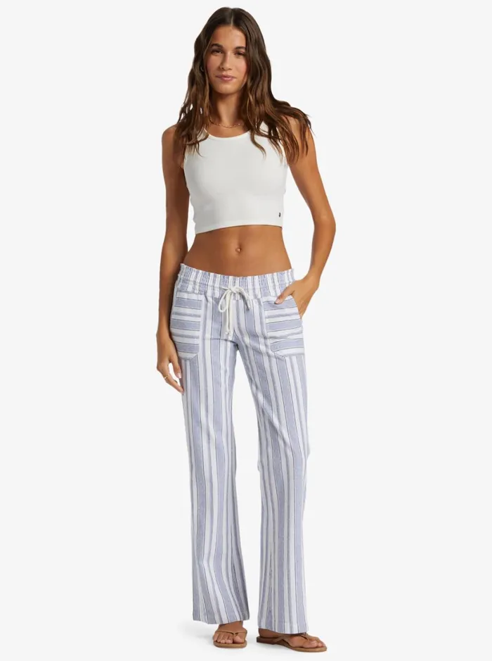 Roxy Pants and Jeans Oceanside Flared Pants Mood Indigo Beachside Stripe 8211 Women