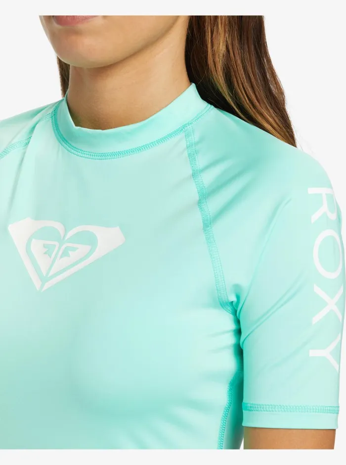 Roxy Rashguards Whole Hearted Short Sleeve UPF 50 Rashguard Opal 8211 Women