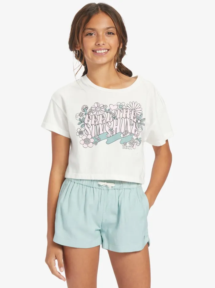 Roxy Skirts and Shorts Girl039s 416 Una Mattina Elastic Waist Shorts Blue Surf 8211 Women