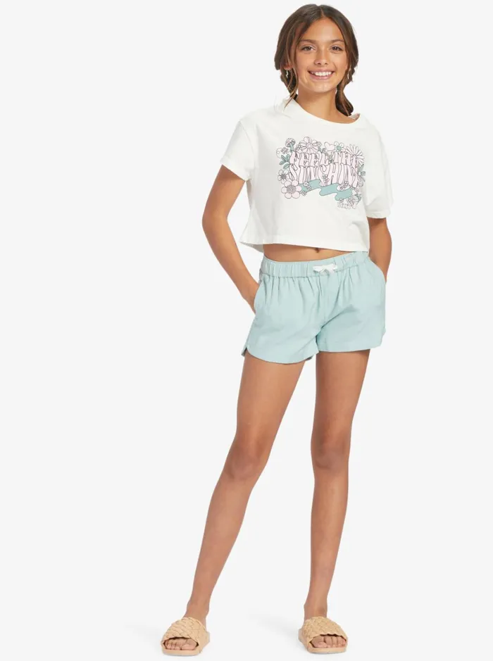 Roxy Skirts and Shorts Girl039s 416 Una Mattina Elastic Waist Shorts Blue Surf 8211 Women