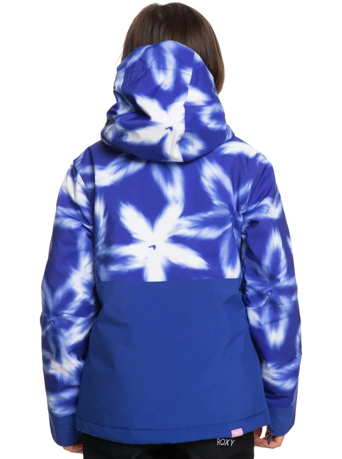 Roxy Snow Jackets Girl039s 416 Shelter Technical Snow Jacket Bluing Frozen Flower 8211 Women