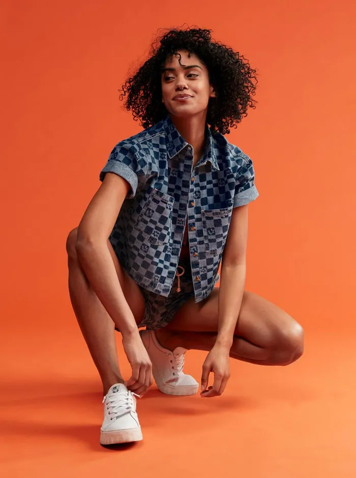 Roxy Tops Blue Wave Club Printed Short Sleeve Denim Shirt Mood Indigo Sol Power 8211 Women