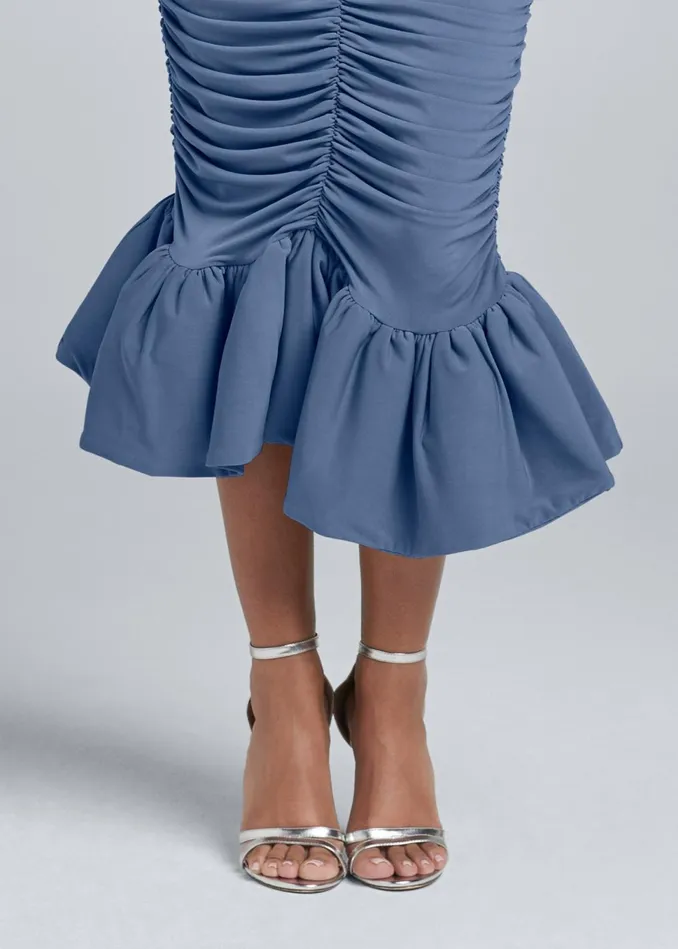 RUCHED BODYCON DRESS Blue Women VENUS Midi Dresses