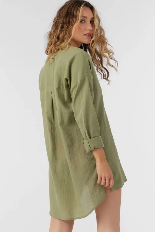 SALTWATER SOLIDS BELIZIN COVERUP TUNIC Oil Green Women O039NEILL Sale