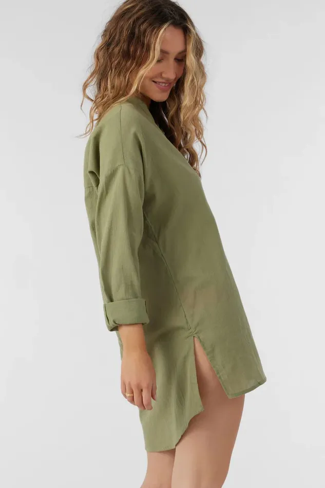 SALTWATER SOLIDS BELIZIN COVERUP TUNIC Oil Green Women O039NEILL Sale