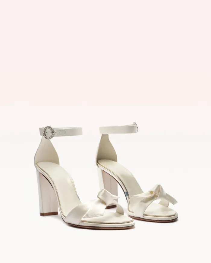 Sandals Women Alexandre Birman Designer Wedding Shoes 8211 Clarita Bridal Block 90 Satin Bianco 8211 Alexandre Birman Bridal Bianco