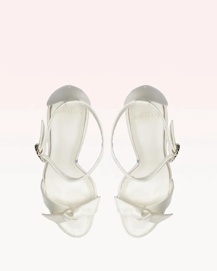 Sandals Women Alexandre Birman Designer Wedding Shoes 8211 Clarita Bridal Block 90 Satin Bianco 8211 Alexandre Birman Bridal Bianco