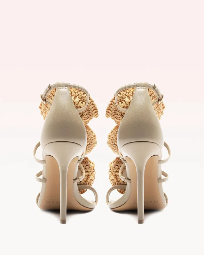 Sandals Women Alexandre Birman Sadie Flower 100 Raffia Chalk