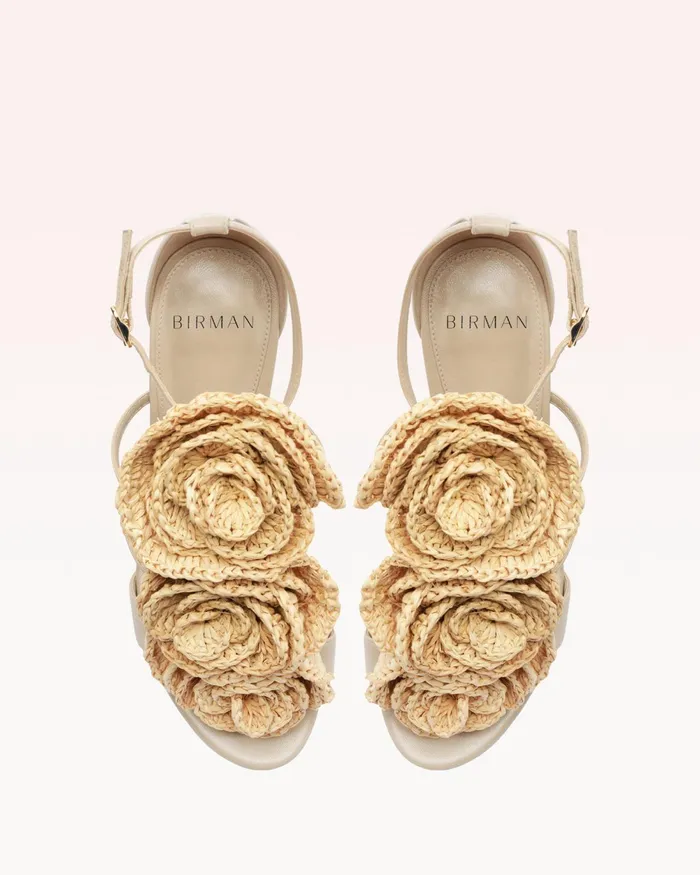 Sandals Women Alexandre Birman Sadie Flower 100 Raffia Chalk