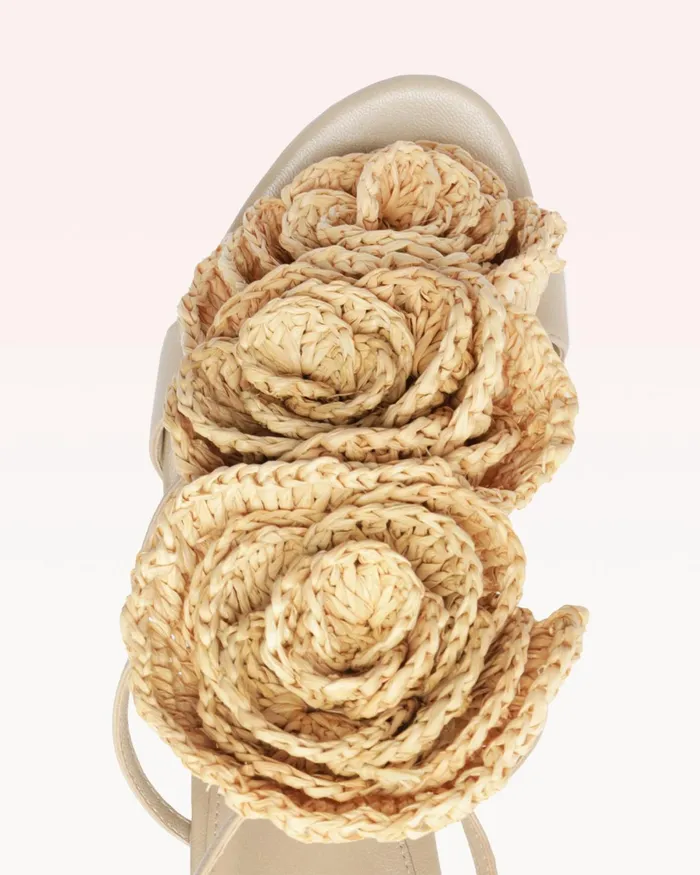 Sandals Women Alexandre Birman Sadie Flower 100 Raffia Chalk