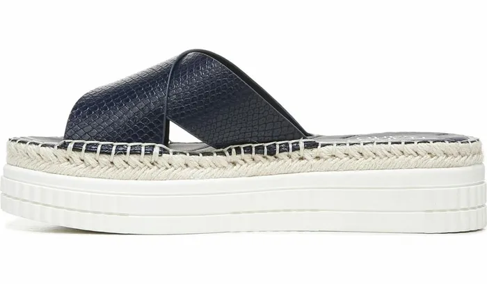 Sandals Women Franco Sarto Franco Barb Platform Slide Sandal French Navy Faux Leather