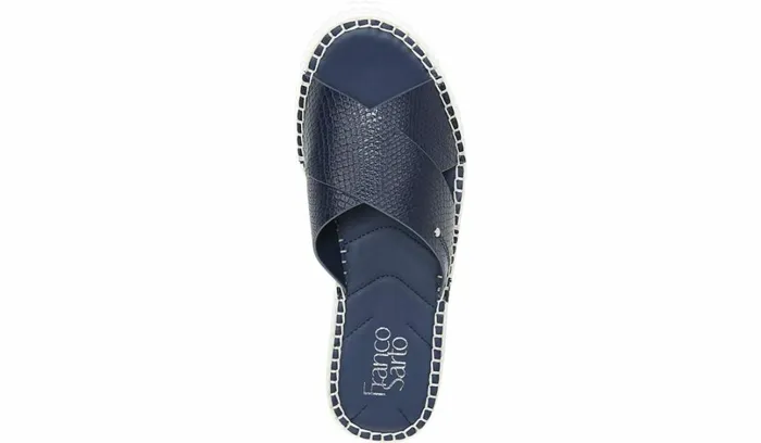 Sandals Women Franco Sarto Franco Barb Platform Slide Sandal French Navy Faux Leather