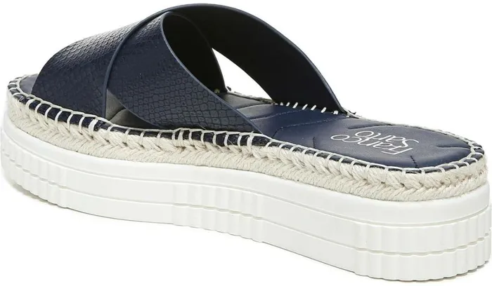 Sandals Women Franco Sarto Franco Barb Platform Slide Sandal French Navy Faux Leather