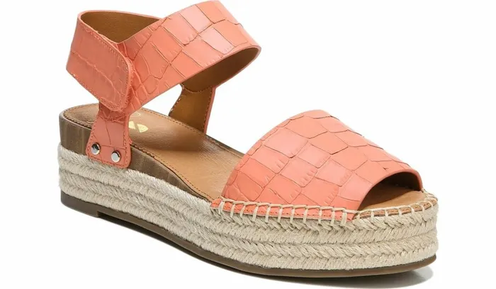 Sandals Women Franco Sarto Sarto Oak Espadrille Sandal Coral Crocco Leather