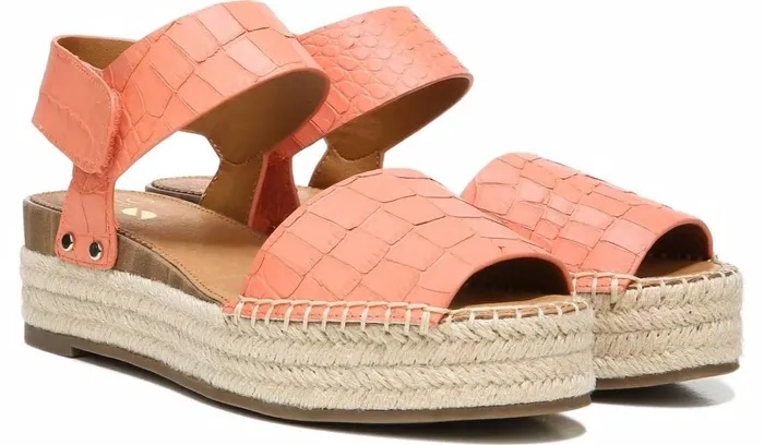 Sandals Women Franco Sarto Sarto Oak Espadrille Sandal Coral Crocco Leather Sandals Women Franco Sarto Sarto Oak Espadrille Sandal Coral Crocco Leather