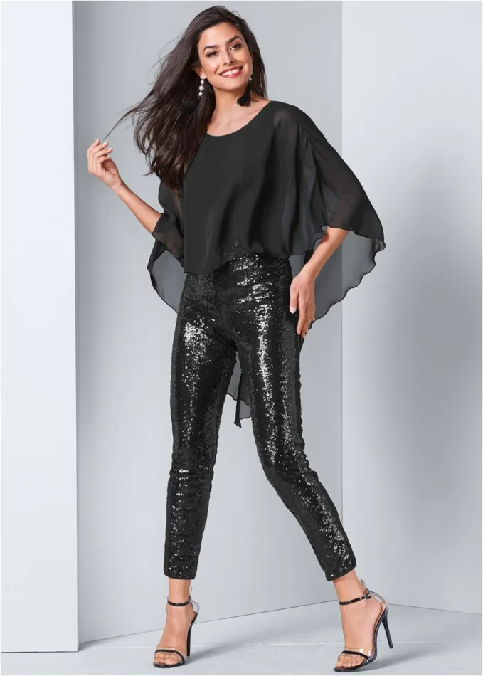 SEQUIN JUMPSUIT Black Women VENUS Jumpsuits