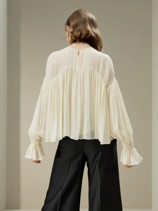 Sheershoulder Ruffle Shirt Women Blouses Lilysilk Shirts