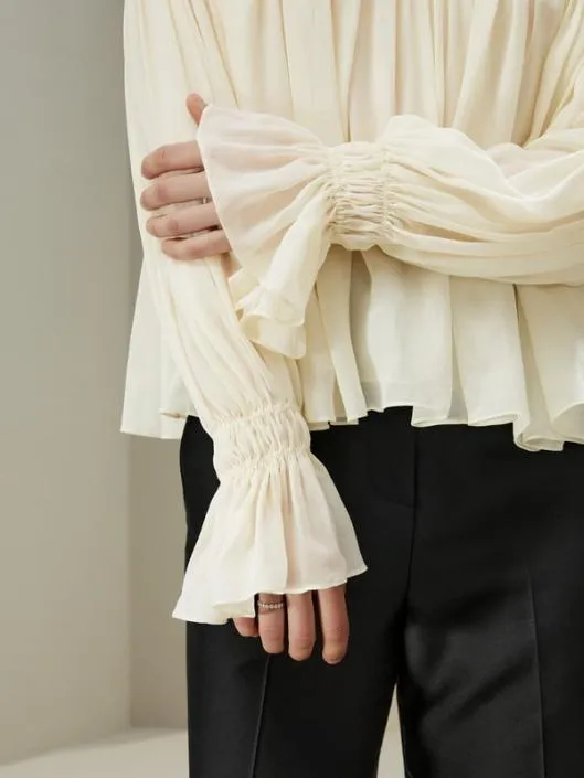 Sheershoulder Ruffle Shirt Women Blouses Lilysilk Shirts