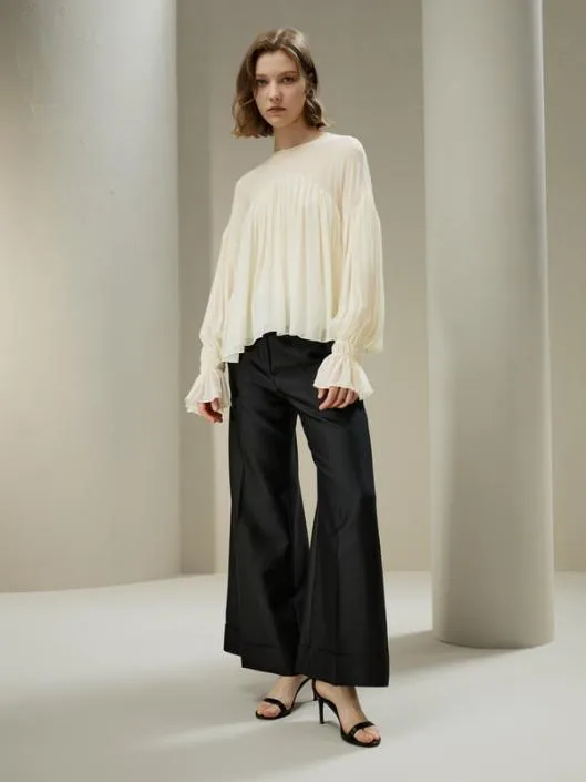 Sheershoulder Ruffle Shirt Women Blouses Lilysilk Shirts