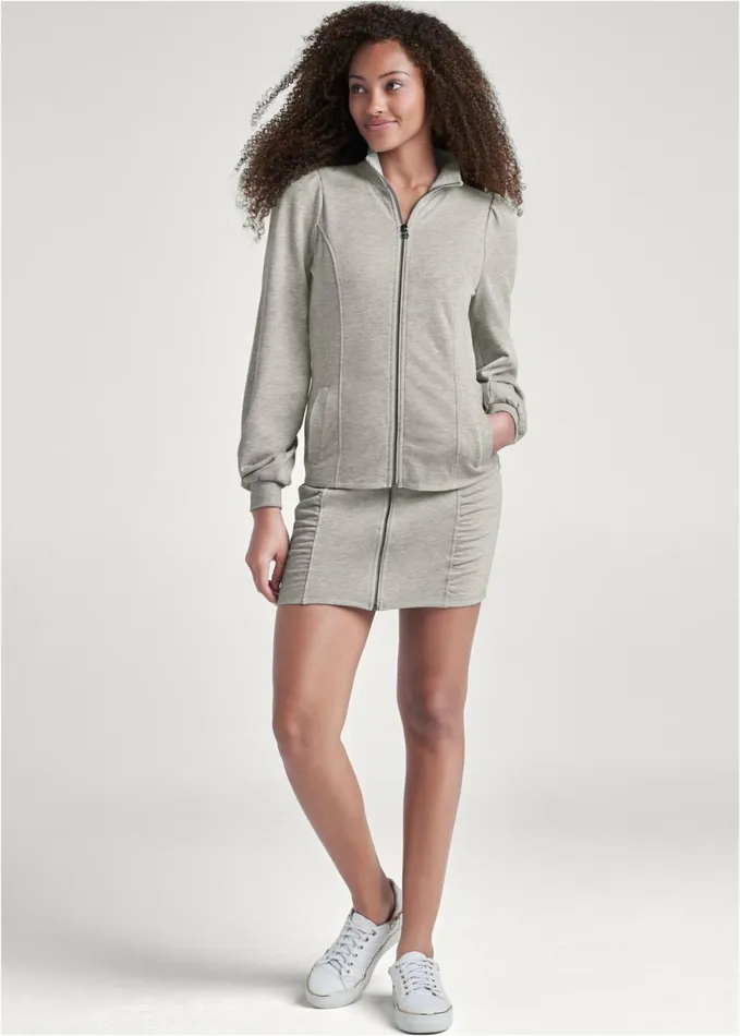 SHIRRED LOUNGE SKIRT SET Heather Grey Women VENUS Bottoms SHIRRED LOUNGE SKIRT SET Heather Grey Women VENUS Bottoms